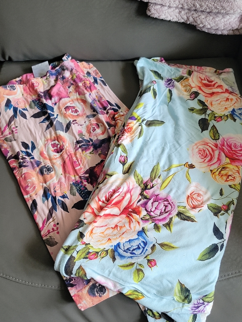 Posh Peanut Floral Swaddles Set - Pink & Light Blue